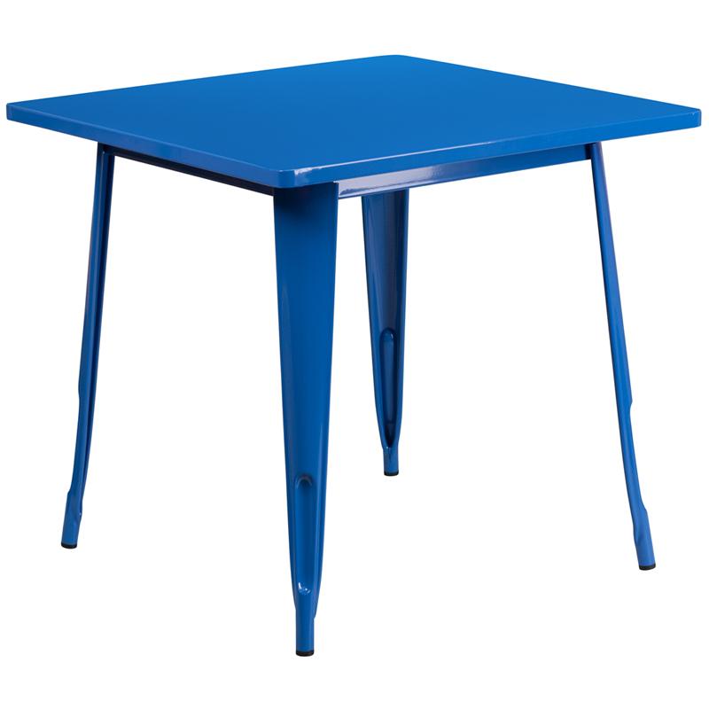 Flash Furniture 31.5'' Square Blue Metal Indoor-Outdoor Table - ET-CT002-1-BL-GG