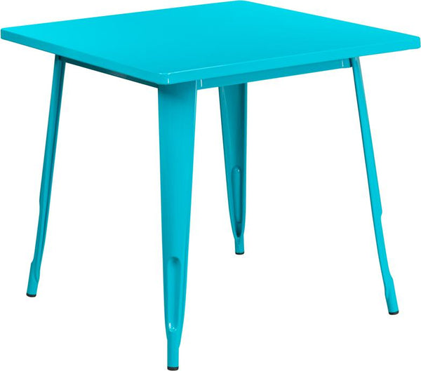 Flash Furniture 31.5'' Square Crystal Teal-Blue Metal Indoor-Outdoor Table - ET-CT002-1-CB-GG