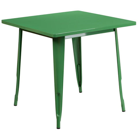 Flash Furniture 31.5'' Square Green Metal Indoor-Outdoor Table - ET-CT002-1-GN-GG