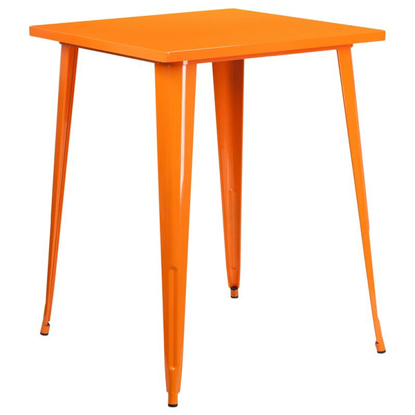 Flash Furniture 31.5'' Square Orange Metal Indoor-Outdoor Bar Height Table - CH-51040-40-OR-GG