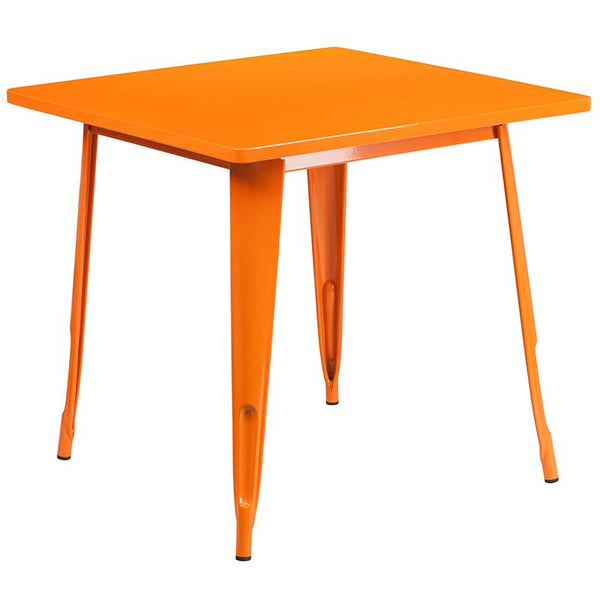 Flash Furniture 31.5'' Square Orange Metal Indoor-Outdoor Table Set with 4 Arm Chairs - ET-CT002-4-70-OR-GG