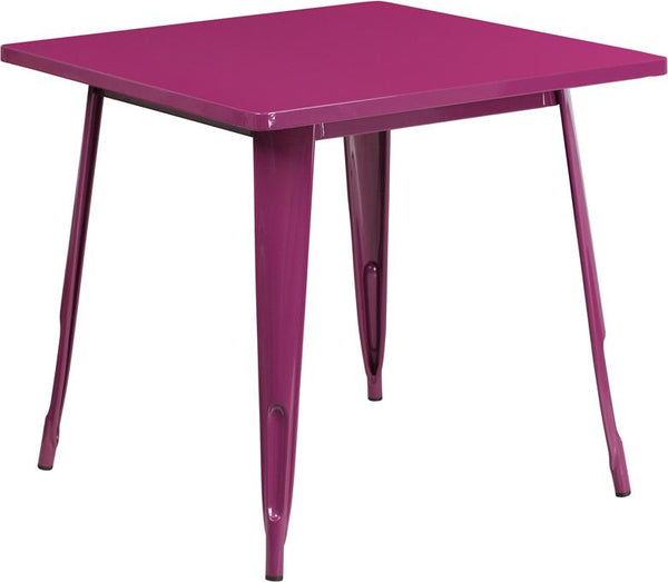 Flash Furniture 31.5'' Square Purple Metal Indoor-Outdoor Table - ET-CT002-1-PUR-GG