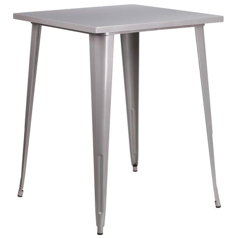 Flash Furniture 31.5'' Square Silver Metal Indoor-Outdoor Bar Height Table - CH-51040-40-SIL-GG