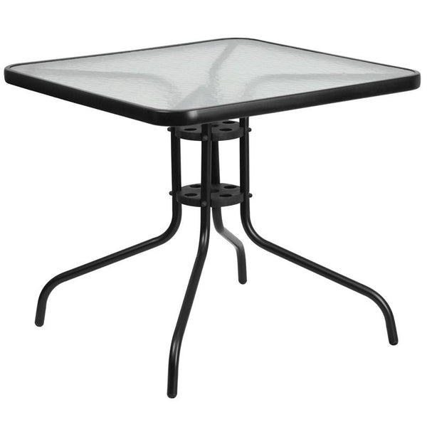 Flash Furniture 31.5'' Square Tempered Glass Metal Table - TLH-073A-2-GG