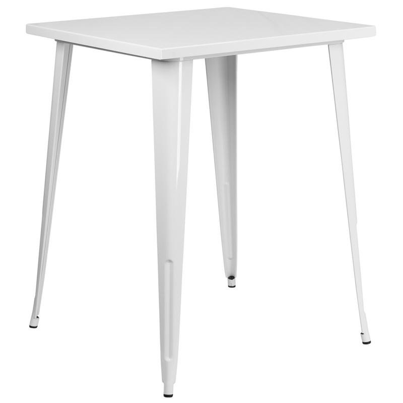 Flash Furniture 31.5'' Square White Metal Indoor-Outdoor Bar Height Table - CH-51040-40-WH-GG