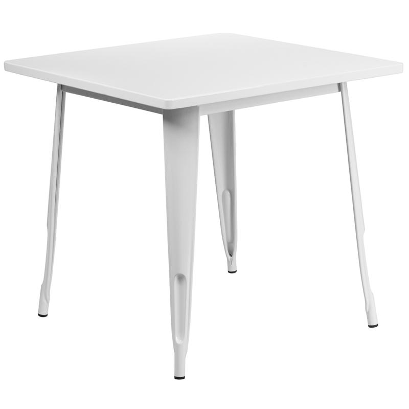 Flash Furniture 31.5'' Square White Metal Indoor-Outdoor Table - ET-CT002-1-WH-GG