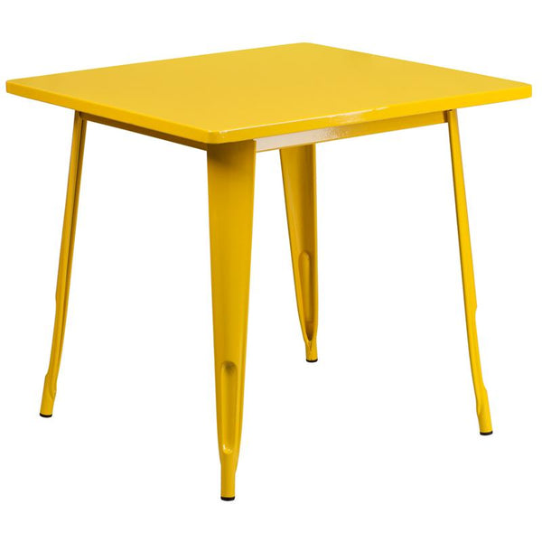 Flash Furniture 31.5'' Square Yellow Metal Indoor-Outdoor Table - ET-CT002-1-YL-GG