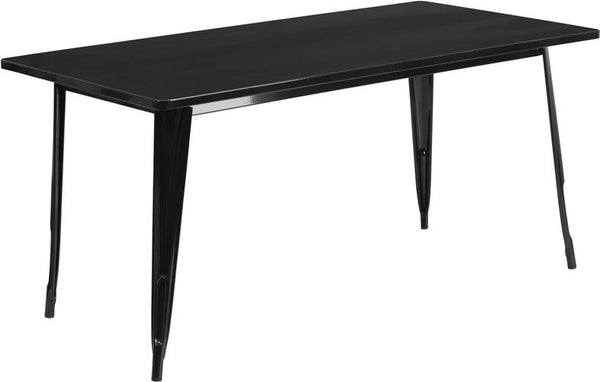 Flash Furniture 31.5'' x 63'' Rectangular Black Metal Indoor-Outdoor Table - ET-CT005-BK-GG