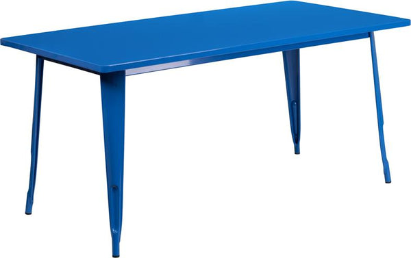 Flash Furniture 31.5'' x 63'' Rectangular Blue Metal Indoor-Outdoor Table - ET-CT005-BL-GG