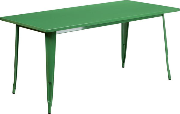 Flash Furniture 31.5'' x 63'' Rectangular Green Metal Indoor-Outdoor Table - ET-CT005-GN-GG