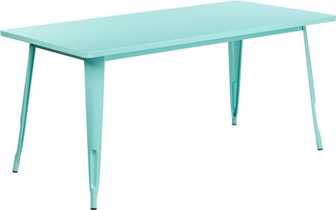 Flash Furniture 31.5'' x 63'' Rectangular Mint Green Metal Indoor-Outdoor Table - ET-CT005-MINT-GG