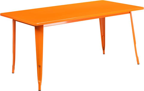 Flash Furniture 31.5'' x 63'' Rectangular Orange Metal Indoor-Outdoor Table - ET-CT005-OR-GG