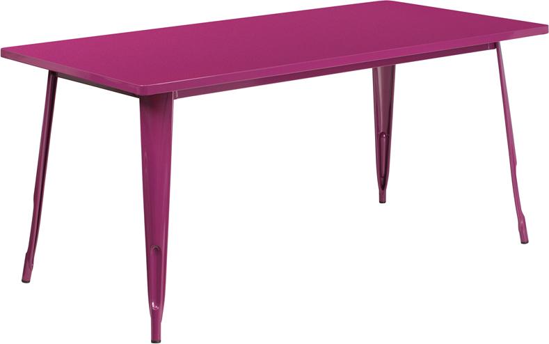 Flash Furniture 31.5'' x 63'' Rectangular Purple Metal Indoor-Outdoor Table - ET-CT005-PUR-GG