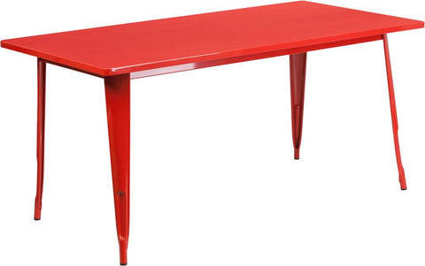 Flash Furniture 31.5'' x 63'' Rectangular Red Metal Indoor-Outdoor Table - ET-CT005-RED-GG