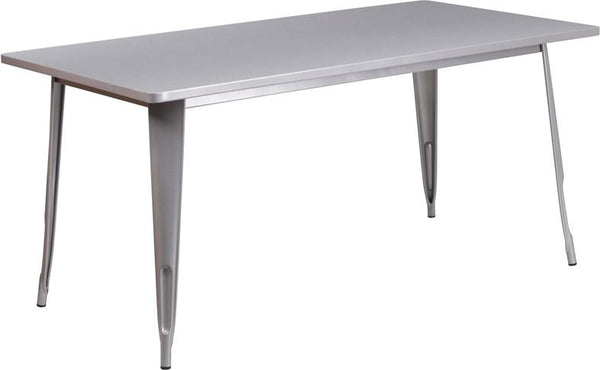 Flash Furniture 31.5'' x 63'' Rectangular Silver Metal Indoor-Outdoor Table - ET-CT005-SIL-GG