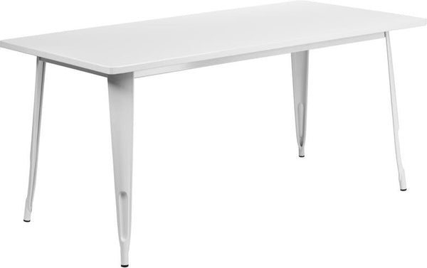 Flash Furniture 31.5'' x 63'' Rectangular White Metal Indoor-Outdoor Table - ET-CT005-WH-GG