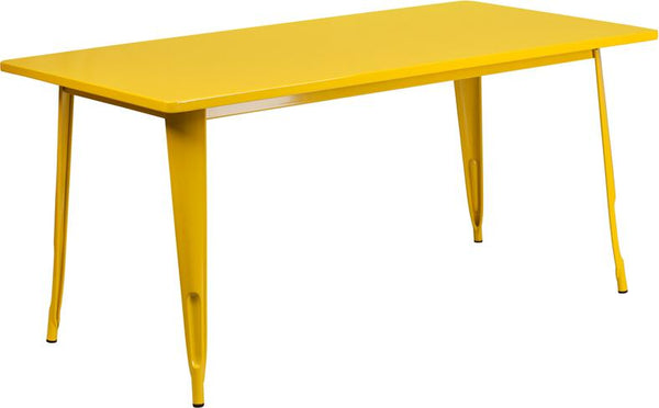 Flash Furniture 31.5'' x 63'' Rectangular Yellow Metal Indoor-Outdoor Table - ET-CT005-YL-GG