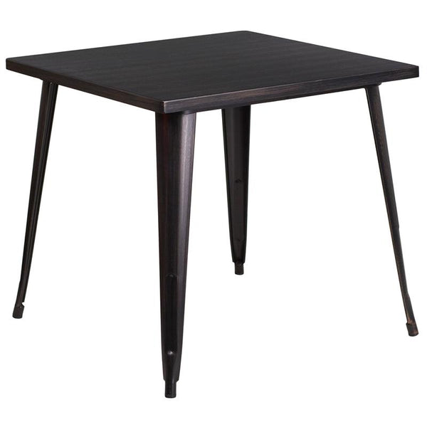 Flash Furniture 31.75'' Square Black-Antique Gold Metal Indoor-Outdoor Table - CH-51040-29-BQ-GG