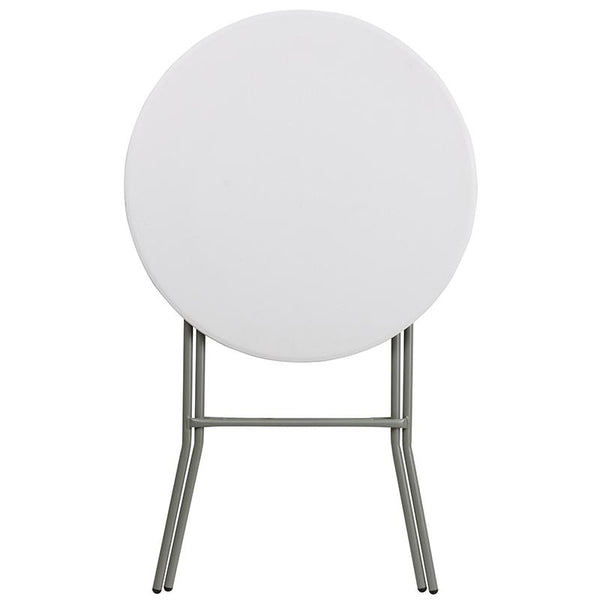 Flash Furniture 32'' Round Granite White Plastic Bar Height Folding Table - DAD-YCZ-80R-2-BAR-GW-GG