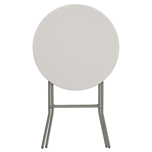 Flash Furniture 32'' Round Granite White Plastic Bar Height Folding Table - RB-32RB-BAR-GW-GG