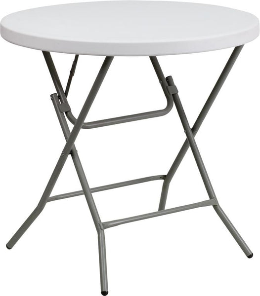 Flash Furniture 32'' Round Granite White Plastic Folding Table - DAD-YCZ-80R-GW-GG