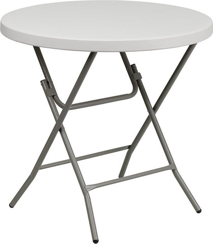 Flash Furniture 32'' Round Granite White Plastic Folding Table - RB-32R-GW-GG