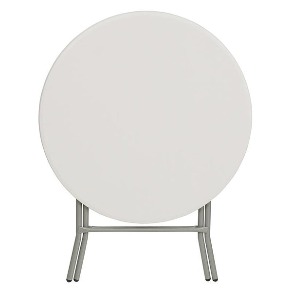 Flash Furniture 32'' Round Granite White Plastic Folding Table - RB-32R-GW-GG