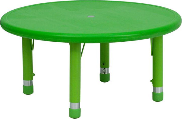 Flash Furniture 33'' Round Green Plastic Height Adjustable Activity Table - YU-YCX-007-2-ROUND-TBL-GREEN-GG
