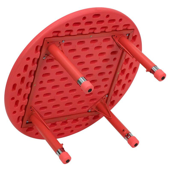 Flash Furniture 33'' Round Red Plastic Height Adjustable Activity Table - YU-YCX-007-2-ROUND-TBL-RED-GG