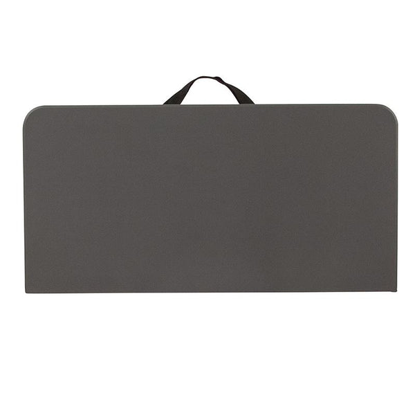 Flash Furniture 34'' Square Bi-Fold Dark Gray Plastic Folding Table with Carrying Handle - DAD-LF-86-DG-GG