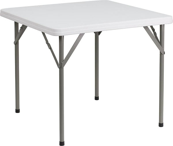 Flash Furniture 34'' Square Granite White Plastic Folding Table - DAD-YCZ-86-GG