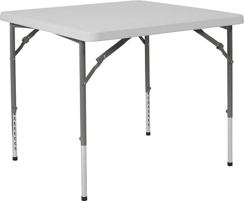 Flash Furniture 34'' Square Height Adjustable Granite White Plastic Folding Table - RB-3434ADJ-GG