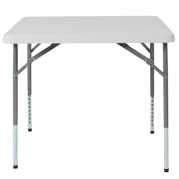 Flash Furniture 34'' Square Height Adjustable Granite White Plastic Folding Table - RB-3434ADJ-GG