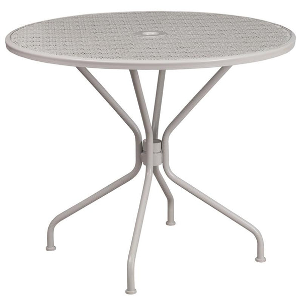 Flash Furniture 35.25'' Round Light Gray Indoor-Outdoor Steel Patio Table - CO-7-SIL-GG