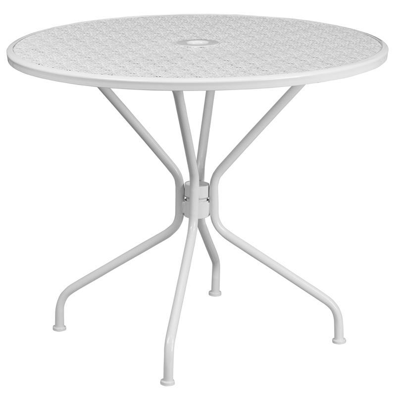 Flash Furniture 35.25'' Round White Indoor-Outdoor Steel Patio Table - CO-7-WH-GG