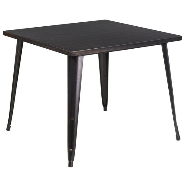 Flash Furniture 35.5'' Square Black-Antique Gold Metal Indoor-Outdoor Table - CH-51050-29-BQ-GG