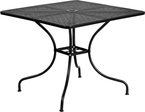 Flash Furniture 35.5'' Square Black Indoor-Outdoor Steel Patio Table - CO-6-BK-GG