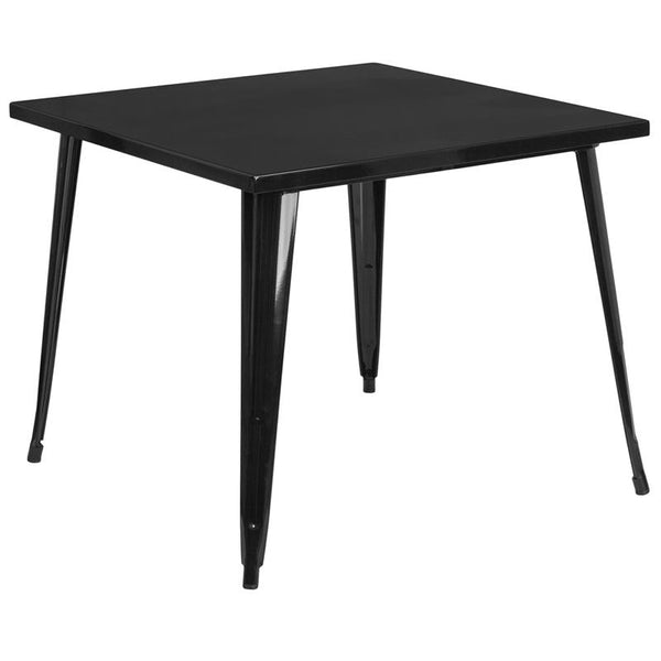 Flash Furniture 35.5'' Square Black Metal Indoor-Outdoor Table - CH-51050-29-BK-GG