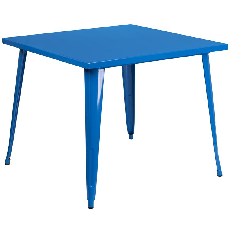 Flash Furniture 35.5'' Square Blue Metal Indoor-Outdoor Table - CH-51050-29-BL-GG