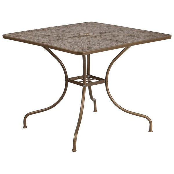 Flash Furniture 35.5'' Square Gold Indoor-Outdoor Steel Patio Table - CO-6-GD-GG