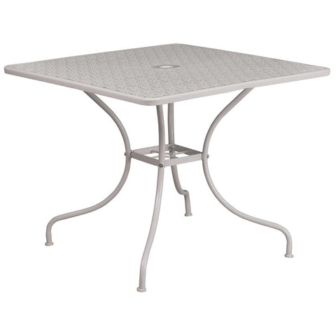 Flash Furniture 35.5'' Square Light Gray Indoor-Outdoor Steel Patio Table - CO-6-SIL-GG