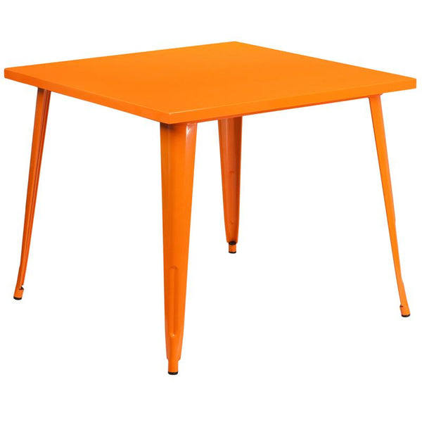 Flash Furniture 35.5'' Square Orange Metal Indoor-Outdoor Table - CH-51050-29-OR-GG