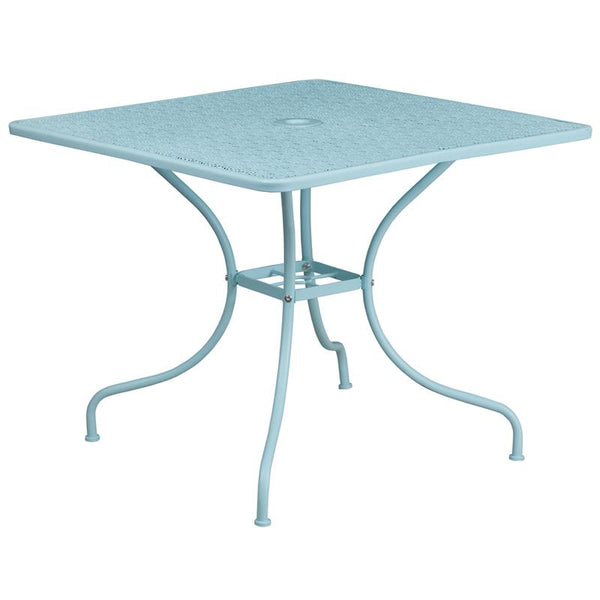 Flash Furniture 35.5'' Square Sky Blue Indoor-Outdoor Steel Patio Table - CO-6-SKY-GG