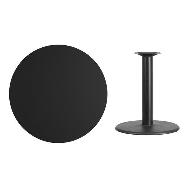 Flash Furniture 36'' Round Black Laminate Table Top with 24'' Round Table Height Base - XU-RD-36-BLKTB-TR24-GG