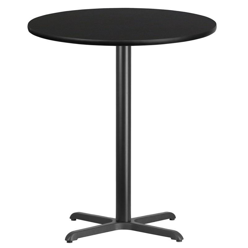 Flash Furniture 36'' Round Black Laminate Table Top with 30'' x 30'' Bar Height Table Base - XU-RD-36-BLKTB-T3030B-GG