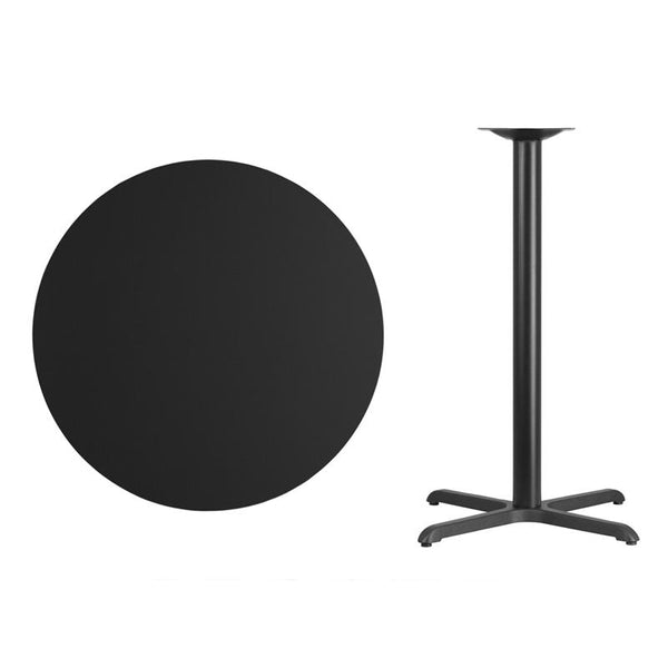 Flash Furniture 36'' Round Black Laminate Table Top with 30'' x 30'' Bar Height Table Base - XU-RD-36-BLKTB-T3030B-GG