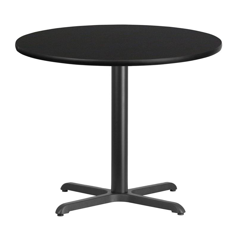 Flash Furniture 36'' Round Black Laminate Table Top with 30'' x 30'' Table Height Base - XU-RD-36-BLKTB-T3030-GG