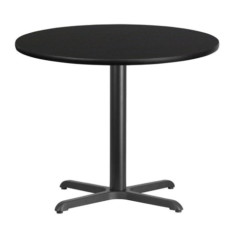 Flash Furniture 36'' Round Black Laminate Table Top with 30'' x 30'' Table Height Base - XU-RD-36-BLKTB-T3030-GG