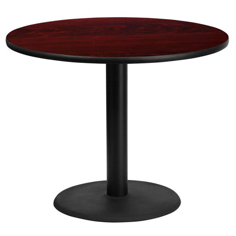 Flash Furniture 36'' Round Mahogany Laminate Table Top with 24'' Round Table Height Base - XU-RD-36-MAHTB-TR24-GG