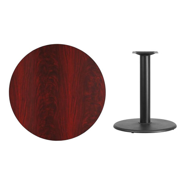 Flash Furniture 36'' Round Mahogany Laminate Table Top with 24'' Round Table Height Base - XU-RD-36-MAHTB-TR24-GG
